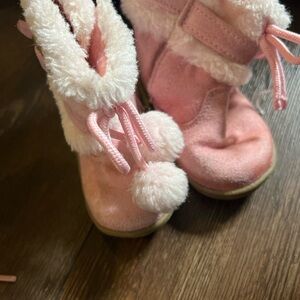 Cozy Pink Kids Boots with Fuzzy Trim